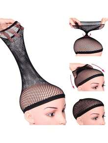 1/10/20 piezas Gorros para peluca, 6 piezas Gorros de malla negra para peluca, Redes para cabello de extremo cerrado, Gorros de forro interior tejidos unisex, Gorros para peluca de cosplay de Halloween - Negro - Ver 4