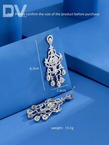 DV JEWELRY 一对奢华白金镀层立方氧化锆吊坠耳环，优雅珠宝礼品，适合女士佩戴，可用于约会、婚礼、母亲节、周年纪念等场合，附赠礼盒 - 銀色 - 查看 4