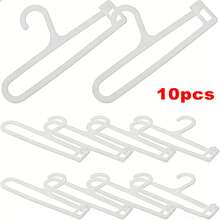 10 piezas Mini Estante de plástico para calcetines, estante para bufandas, estante de almacenamiento para ropa de muñecas, estante para prendas de muñecas de juguete, estante para medias, estante colgante compacto de almacenamiento, adecuado para pequeños accesorios, superficie pulida, estante de organización para el hogar y la cocina - Blanco - Ver 12