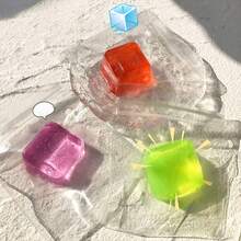 1个全新Nee Doh水果冰块挤压玩具，高透明水果冰块，超慢回弹，可塑形冰块挤压玩具，青少年及成人创意玩具，缓解压力，生日/节日礼物，3厘米水果冰块 - 彩色 - 查看 5