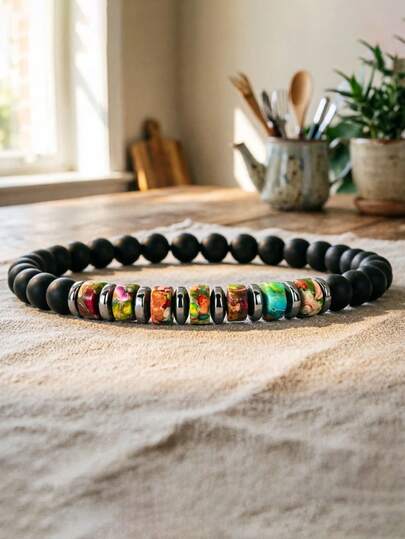 diffone Fashion Handmade 6mm Stone Beads Bracelet Natural Imperial Stone Bracelet For Men Armband Jewelry