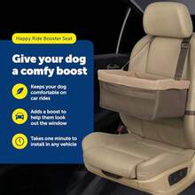 PetSafe Happy Ride Booster Seat - Dog Booster Seat for Cars Trucks and SUVs - Easy to Adjust Strap - Durable Fleece Liner is Machine Washable and Easy to Clean - Medium Brown - Varios - Ver 3