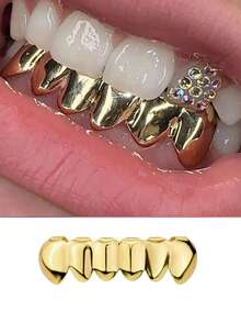 1 Set Shiny Vertical Striped Hollow Combination 6 Shiny Tooth Decor Accessories, Unisex For Party, Daily Wear - Multicolor - View 2