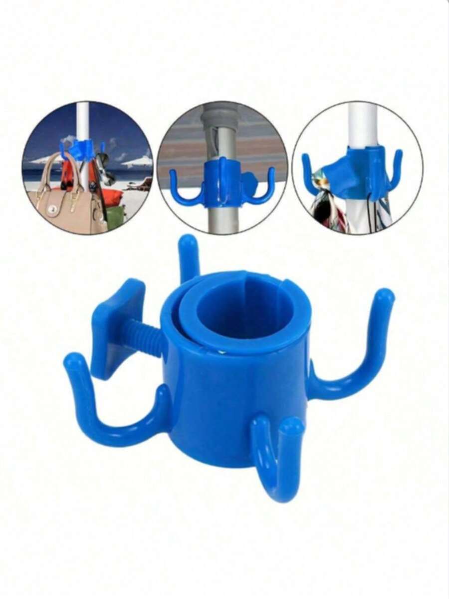 1 Stück Multifunktions-Strandschirm-Haken - Verstellbarer 4-Klauen-Haken geeignet für Handtücher, Taschen und Hüte, passend für Stangendurchmesser von 19 mm bis 32 mm, strapazierfähiges Kunststoffmaterial, ideal für Camping und Outdoor-Aktivitäten