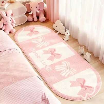1件粉色蝴蝶图案装饰地垫，卧室装饰，小地毯，家居装饰，客厅地毯，可水洗户外地毯