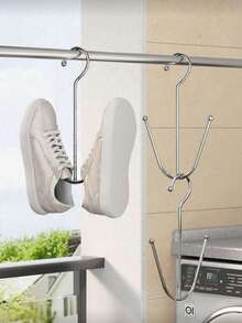 6pcs Stainless Steel Shoe Rack, Home Shoe Rack, Stainless Steel Shoe Rack - 2/4 Pcs, Shoe Display Hanging Hook Stainless Steel Shoe Rack, Shoe Rack - Multicolor - View 3