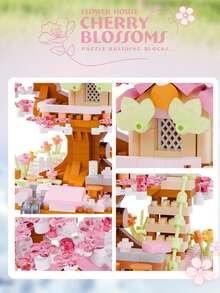 Mini Cherry Blossom Tree House Building Blocks, Buildable Blocks, Collectible Display Item, Everlasting Flowers, Home/Office Decor, Building Blocks Toy, Adult Building Blocks Toy, Wedding Gift, Holiday Gift, Birthday Gift - Four Seasons Treehouse - View 11