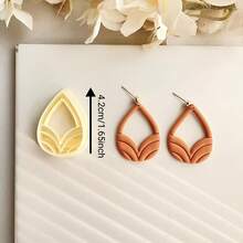 聚合物粘土耳环模具，不对称几何/莲花造型粘土雕塑工具，波西米亚风格手工模具，珠宝制作套装，适用于项链吊坠、手链、耳环 - 黃色 - 查看 7