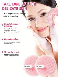 三件套洁面套装：卸妆棉、面巾、化妆海绵。柔软可重复使用，双用途卸妆棉，可用于清洁和去角质，男女皆宜。浴室、卧室、美发沙龙必备工具。婚礼、生日、节日、圣诞节、教师节、朋友的理想礼物。 - 彩色 - 查看 2