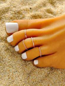 4pcs Minimalist Metal Twist Design Toe Rings Set, Suitable For Beach Party, Travel, Vacation Jewelry Accessories - Multicolor - View 3