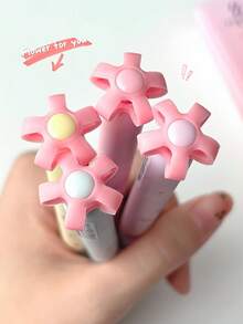 4pcs Cute Cherry Blossom Retractable Gel Pen, 0.5mm Black Ink Quick Dry CS Ballpoint Pen Smooth Writing For Students Office School Supplies - Multicolor - View 8