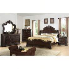 Traditional Bedroom Furniture 2 Drawer Nightstand Solid Wood Carvings Bedside Table Dark Cherry - Cherry1 - View 5