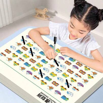 Tarjetas de entrenamiento de atención para estudiantes, tarjetas de deslizamiento de números, tarjetas de deslizamiento de animales, tarjetas de deslizamiento de frutas, transporte, letras, tarjetas de deslizamiento. Múltiples tipos de tarjetas de educación de la primera infancia para estudiantes de primaria [Reutilizable] Tarjeta de ayuda didáctica [1 libro, 10 hojas, 20 páginas]