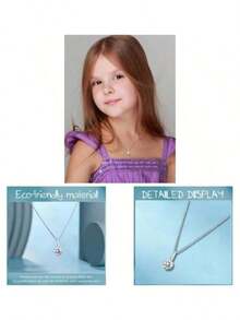 1 Peça Colar minimalista com pingente redondo em prata de lei S925, adornado com cristais brilhantes, ideal para meninas e mulheres, presente de formatura/aniversário para melhores amigas, acessório para uso diário. - redondo - Visão 7