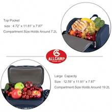 ALLCAMP Cesta de picnic para 4 personas con 2 compartimentos aislados soporte desmontable para botellas/vino manta de forro polar platos y cubiertos para reuniones familiares parejas y amigos - Azul - Ver 6