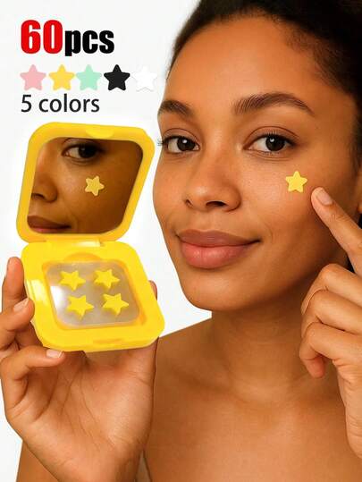 60 piezas/Caja Pegatinas de estrellas diseñadas para hombres y mujeres, pegatinas decorativas de estrellas rosas, pegatinas de estrellas coloridas y lindas, resistentes al agua y fáciles de despegar, con diseño de espejo para un uso práctico al aire libre, adecuadas para actividades artesanales lindas y divertidas, Navidad, Halloween, regalos de fiesta, regalos de regreso a la escuela