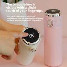 1pc 420ML/14.2oz Touch Temperature Display Insulated Tumbler, Large Capacity Bounce Lid Stainless Steel Vacuum Flask, Smart Pea Cup Temperature Sensing Water Bottle, Luxurious For Cycling, Backpacking, Office, Car, School, Party, Camping - Multicolor - View 3