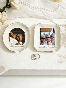 Plato personalizado con foto: Plato personalizado para joyas, regalo de boda, propuesta de dama de honor, bandeja de pequeños objetos de valor para la mejor amiga - Multicolor - Ver 3
