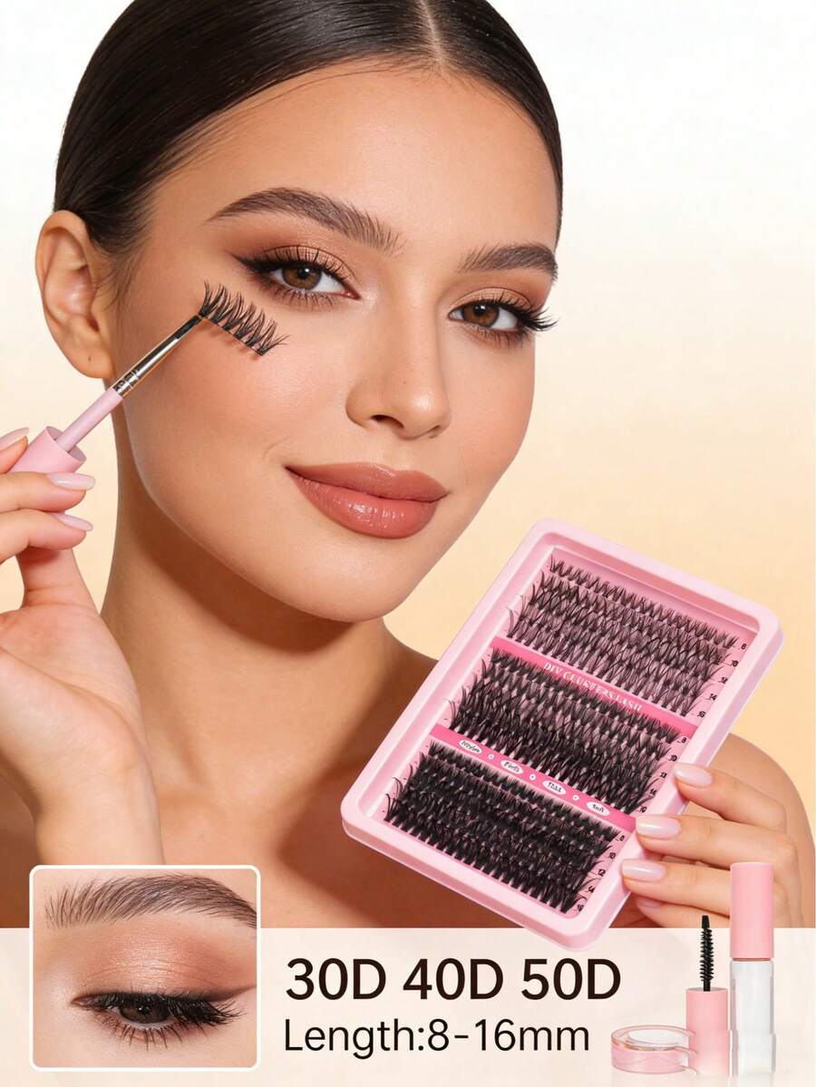 8-16mm 300Pcs Manga Spike Lash Clusters | D Curve Fluffy Wispy Lashes 30D+40D+50D, DIY Lash Map Ready For Cat Eye Look - D - View 1