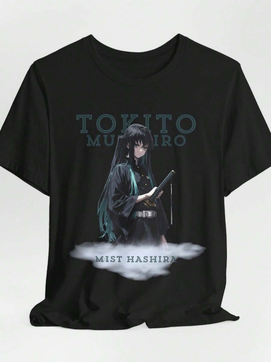 Muichiro Anime Tee, Manga Shirt, Cosplay Apparel - 黑色 - 查看 1