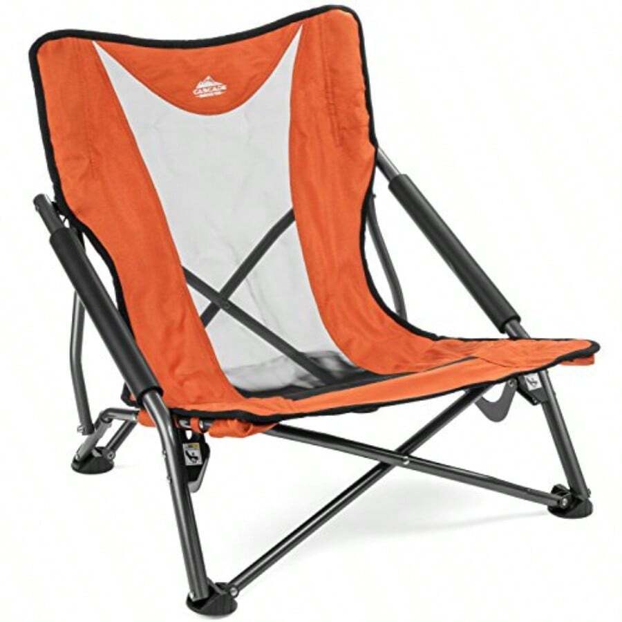 Cascade Mountain Tech Silla para exterior ligera compacta y duradera Perfil Bajo - Naranja - Ver 1