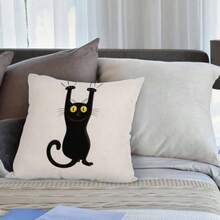HGOD Designs Funda de almohada de oso de peluche fondo negro funda de almohada de algodón y lino cuadrado funda de almohada estándar decoración para el hogar sofá sillón recámara - Diseño 89 - Ver 4