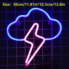 1pc Wall-Mounted LED Cloud Lightning Neon Light, Gamer Room Decor, Romantic Fairy Night Light, Battery/USB Powered, Home Decor For Bedroom, Living Room, Party, Birthday - 雲朵閃電霓虹燈 - 查看 13