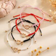 Vòng tay dệt hình Đức Mẹ Maria bán sỉ, vòng tay thời trang đa năng mặt dây chuyền hình trái tim và thánh giá có thể điều chỉnh kích thước dành cho nữ. - 04 KC Gold G-455 - Xem 4