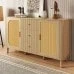 This Modern Style Sideboard, Equipped With Drawers, Shelves And Wood-Effect Metal Legs, Is A Versatile And Essential Piece Of Living Room Furniture. - Camel - View 10