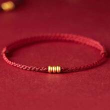 1 pieza Pulsera de cuerda roja con nudo auspicioso, unisex/parejas, adecuado para bendiciones, salud, festivales, regalos, uso diario - Rojo - Ver 9