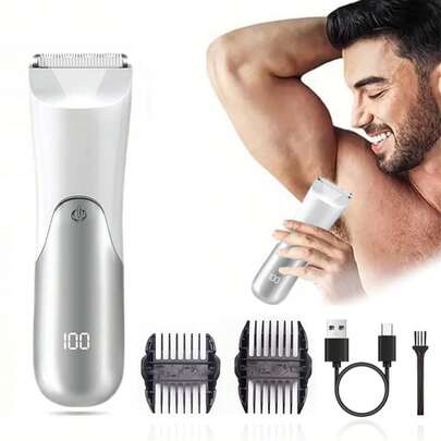 1 pieza Recortadora de vello corporal para hombres con base fija, afeitadora eléctrica para cara, brazos, piernas, axilas y zona íntima, recortadora de vello inguinal, afeitadora de higiene masculina para hombres y mujeres - una buena opción como regalo para vacaciones y el Día del Padre