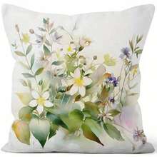 4pcs Colorful Wild Flower Watercolor Pattern Throw Pillow Covers, Suitable For Sofa, Bedroom, Car, 45x45cm Single-Sided - 4pcs - View 7