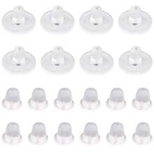 200pcs Silicone Earring Backs Soft Clear Hypoallergenic Replacement Stoppers For Stud Post, Hoop, Fishhook Earrings - White - View 2