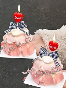 5pcs Red Heart Shaped Happy Birthday Party Cake Candles - Red - View 6