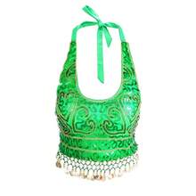 Halter Neck Sequin Embroidered Metal Disc Tassel Fringe Crop Top Belly Dance Performance Costume Party Festival Wear (Multiple Colors Available) - 彩色 - 查看 20