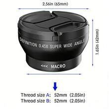 2-In-1 High Definition Mirrorless Camera Lens, 0.45x Wide Angle + Macro Dual Mode, Compatible With Mainstream Cameras - View 6