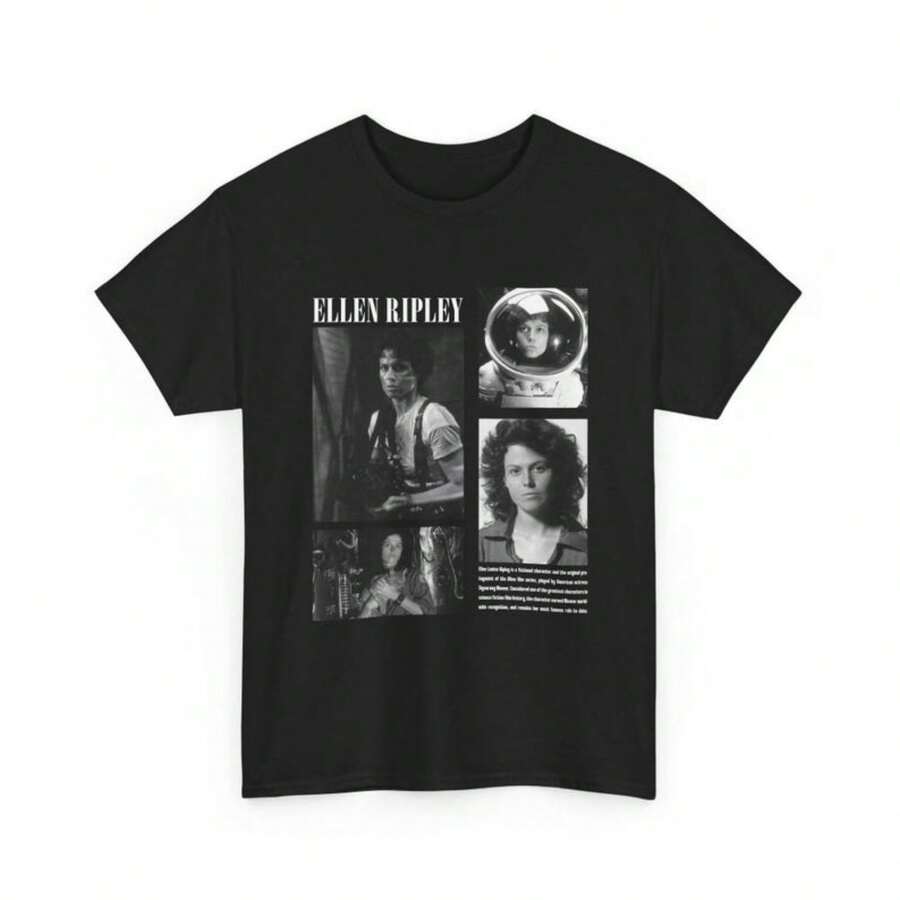 Sigourney Weaver - Vintage T-Shirt With Biography Of Ellen Ripley, Ellen Ripley Sweatshirt, Sigourney Weaver T-Shirt - 黑色 - 查看 1