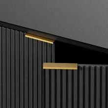 Modern Storage Cabinet With Pleated Front And Metal Handle, Multifunctional Sideboard Cabinet For Living Room & Bedroom, Natural Light Wood Decor, Black, 60x30x70 Cm - Black - View 9