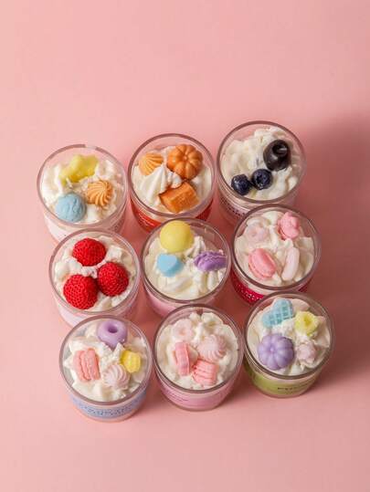 1pc Canned Blueberry, Star, Macaron, Pumpkin, Yellow Ball, Taro Cake Candle, Creative Handmade Festive Romantic Atmosphere High-End Decor, Photography Prop, Suitable For Daily, Valentine's Day, Ramadan, Easter, Mother's Day, Christmas, Halloween, New Year, Holiday Commemorative Gift For Family And Friends