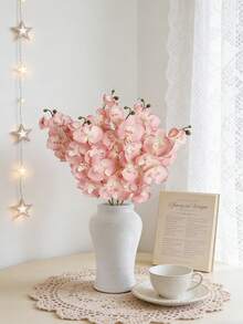 6支2.23英尺（约68厘米）长的仿真粉色蝴蝶兰，8个花头，丝绸材质，适用于客厅、家居花园、婚礼、浪漫派对装饰、DIY月亮花环、情人节、母亲节、生日礼物、春节、送给女友或女性的礼物 - 粉色 - 查看 2