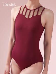 DonsGirl 1 Piece Women's Black Ballet Dance Leotard - Sexy Fish-Boned Splice Neckline Design, Slim-Fit For Dance Practice/Performance Costume Spring - Burgundy - View 12