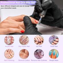 1/6 Đầu mài móng tay, 6 Mũi phay móng tay bằng cacbua, Đầu mài máy để loại bỏ acrylic hoặc gel trong làm móng, Mũi mài chuyên nghiệp 332 inch - Màu xanh lam - Xem 4