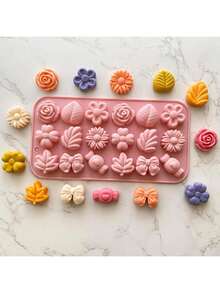 1pc Flower Shaped Silicone Mold, Suitable For Making Candies, Daisy Chocolates, Rose Shapes, Butterfly Jelly, Ice Cubes, Puddings, Soaps, Cookies And Other Summer Desserts - View 2