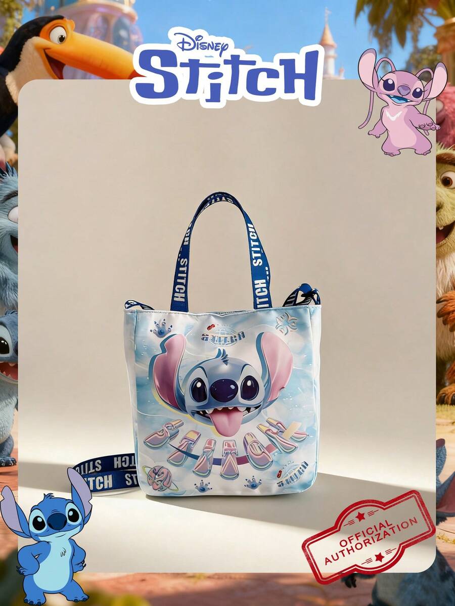 Disney 1 Túi vuông in hình Lilo & Stitch chính hãng, túi xách nữ màu gradient, dây đeo vai điều chỉnh được, túi đeo chéo nhẹ – Lý tưởng cho bé gái, thiếu niên, người hâm mộ, học sinh, hoàn hảo cho đi làm hàng ngày, đưa đón con đi học, mua sắm, gặp gỡ người hâm mộ. - DHF52256-ST - Xem 1