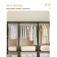 1 pieza Perchero de ropa multifuncional, soporte de percha de ropa sencillo, organizador de armario de pie para dormitorio, anti-polvo - Multicolor - Ver 10