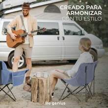 GAON. Silla Plegable para Camping Pesca Playa y Exteriores de Lona Impermebale Ligera- Silla para Exterior Ergonomica con Estructura de Acero y Funda Transportadora Gris Azulado - Gris Azulado - Ver 5