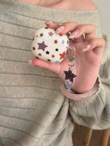 INS Korean Style Splatter Paint Plaid Star Pattern 4/Pro 3/Pro 2 Wireless Bluetooth Earphone Case, Protective Cover Compatible With Apple 3/2 - Apricot - View 2