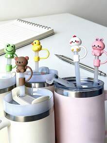 1pc/3pcs/5pcs Cute Animal 3D Straw Toppers, Reusable Straw Covers, Dust-Proof Straw Decorative Caps - Animal Straw Cover - View 6