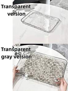 1pc Thick Acrylic Transparent Tray, Modern Wavy Pattern, Rectangular Desktop Organizer/Display Stand, Suitable For: Cosmetics, Tableware, Miscellaneous Items, Office Supplies, Snacks, Candy Box, Weddings, Parties, Gatherings, Daily Use - Clear - View 9