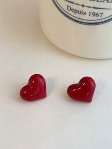 1对时尚简约小众个性百搭心形耳环，适合女性日常及节日佩戴 - 愛心 - 查看 4